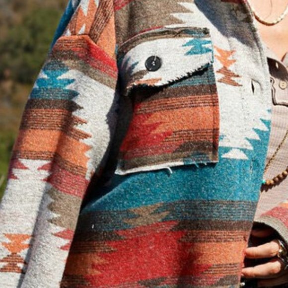 SOLD OUT Plus Size Aztec Tribal Yellowstone Shirt Jacket Shacket - Picture 10 of 11